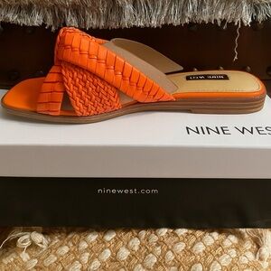 Nine West Olson 3 Slide Sandals Women’s Size 6 *Bright Orange* NEW With Box